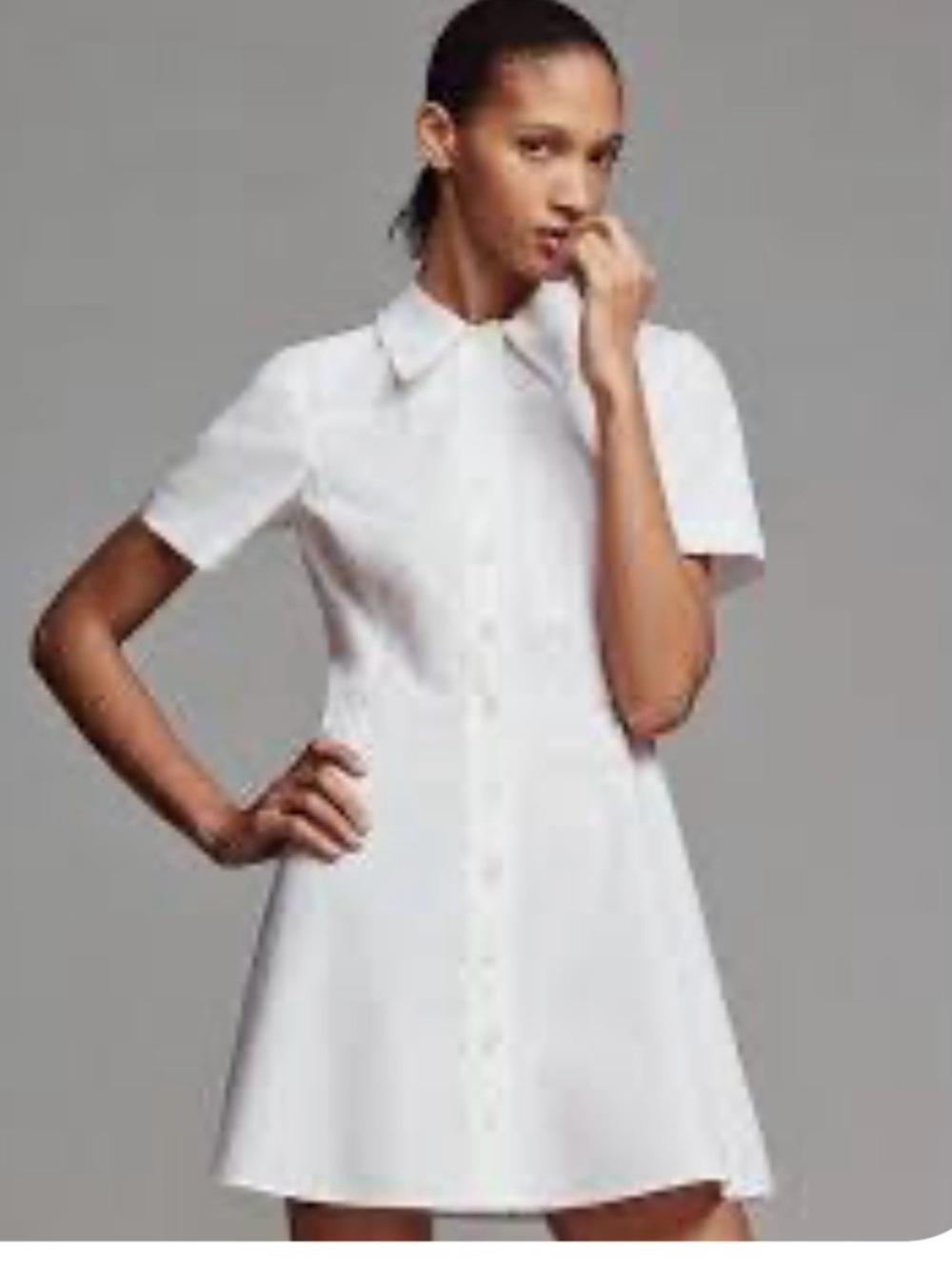 Frame The Flare  White Short-Sleeve  Mini Shirt Dress size S